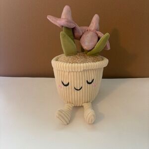 Linzy Toys Flower Pot Plush‎ Corduroy With Face and Legs Squishable Plant Decor